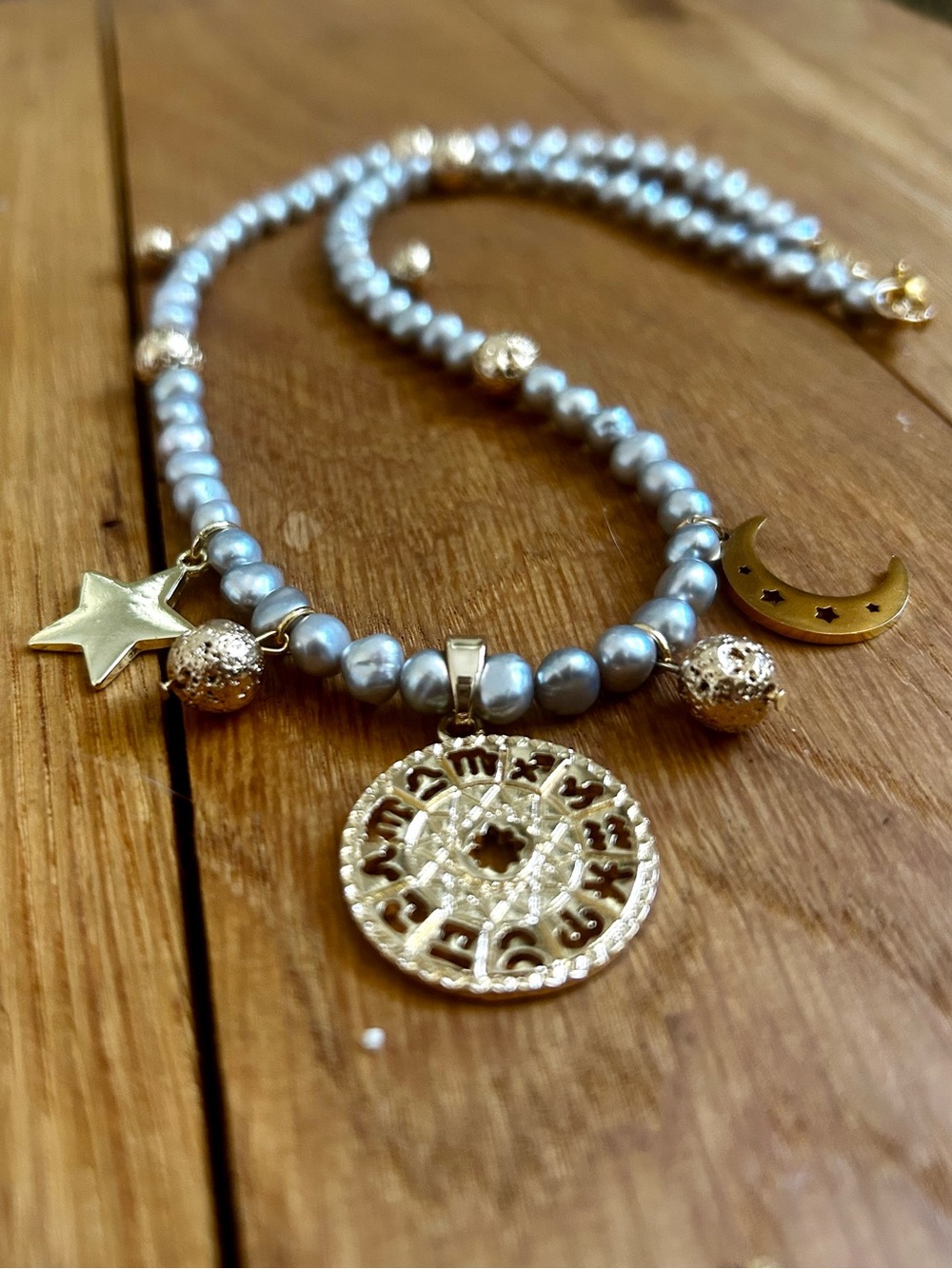 Freshwater Pearl Zodiac Signs Celestial Necklace